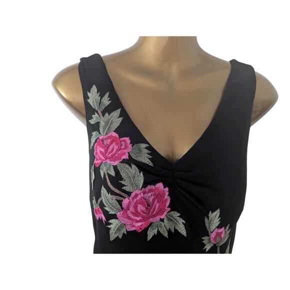 Sue Wong Sz 10 Vintage Y2K Black Silk Embroidered Fringed Dress EUC - Picture 5 of 9